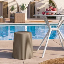 Sgabello basso da giardino rotondo 39 cm in polipropilene cappuccino - Xilo