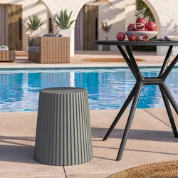 Sgabello basso da giardino rotondo 39 cm in polipropilene grigio - Xilo