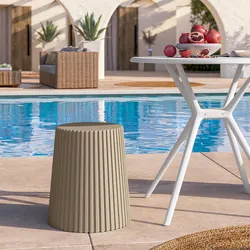 Sgabello basso da giardino rotondo 39 cm in polipropilene tortora - Xilo