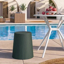 Sgabello basso da giardino rotondo 39 cm in polipropilene verde scuro - Xilo