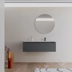 Mobile bagno sospeso 120 cm antracite dx con lavabo integrato e specchio - Sleek
