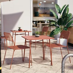 Set bistrot con tavolo 70x70 cm e 2 sedie in acciaio terracotta - Faber
