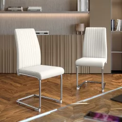 Set 2 sedie in similpelle bianca con gambe a sbalzo cromo - Arlis
