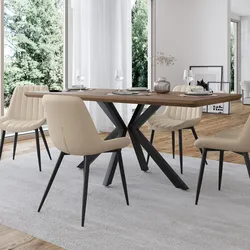Set 4 sedie in similpelle beige con gambe nere - Brayden