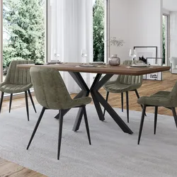 Set 4 sedie in similpelle verde con gambe in metallo nero - Brayden