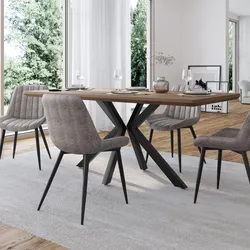 Set 4 sedie in similpelle grigio con gambe nere - Brayden