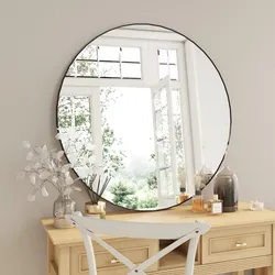Specchio da interno rotondo 110 cm con cornice in alluminio nero opaco - Talas