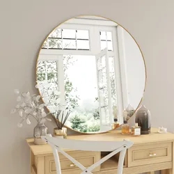 Specchio da interno rotondo 110 cm con cornice in alluminio oro spazzolato - Talas