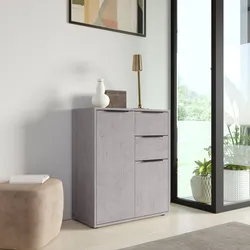 Scarpiera 72x88h cm grigio cemento con 2 ante e 2 cassetti - Delhi