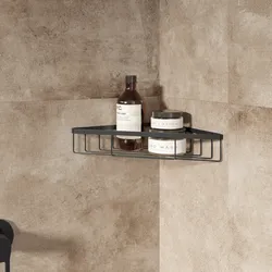 Mensola doccia angolare in metallo nero opaco - Landry