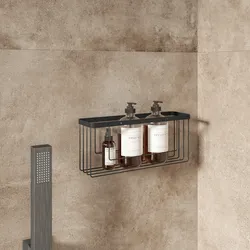 Mensola doccia rettangolare in metallo nero opaco - Landry