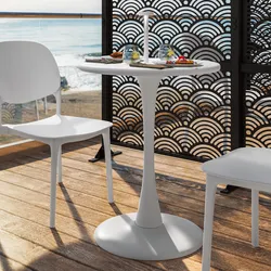 Tavolo da esterno rotondo 60 cm in metallo bianco - Tulipano