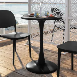 Tavolo rotondo da esterno 60 cm in metallo nero - Tulipano