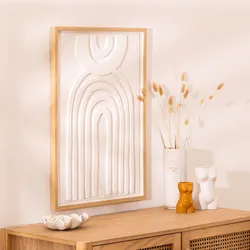 Decorazione da parete 50x70 cm rilievo bianco con cornice in legno