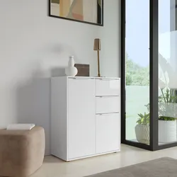 Scarpiera 72x88h cm bianco lucido con 2 ante e 2 cassetti - Delhi