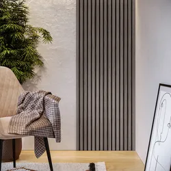 Pannello fonoassorbente boiserie 60x240h cm nero con listelli nero effetto legno - Bjorn