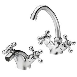 Set lavabo alto e bidet in ottone cromo - Niru