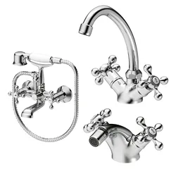 Set lavabo alto e bidet con esterno vasca classic in ottone cromo - Niru