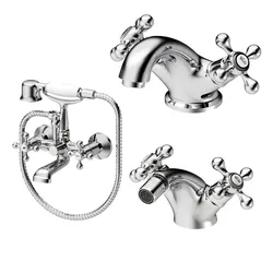 Set lavabo e bidet con esterno vasca classic in ottone cromo - Niru