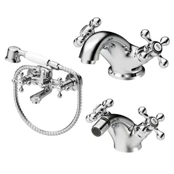 Set lavabo e bidet con esterno vasca in ottone cromo - Niru