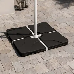 Base ombrellone in 4 pezzi nera 50x50 cm riempimento con acqua o sabbia