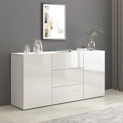 Madia 160x80h cm bianco lucido con 2 ante e 3 cassetti - Carim