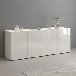 Madia 180x70h cm bianco lucido con 4 ante - Carim