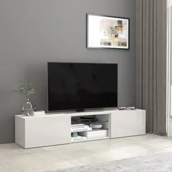 Mobile porta tv 180x35h cm bianco lucido con 2 ante e 2 ripiani- Carim