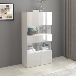 Vetrina 80x160h cm bianco lucido con 2 ante e 4 ripiani- Carim