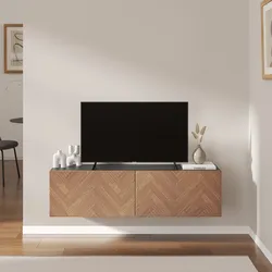 Mobile porta tv 120 cm antracite e rovere effetto parquet con 2 ante - Betka