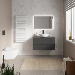Mobile bagno sospeso con cassetti 90 cm antracite con top - Cuki