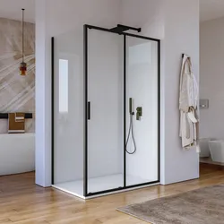 Box doccia 70x100 cm scorrevole vetro trasparente e profilo nero opaco 195h - Glide