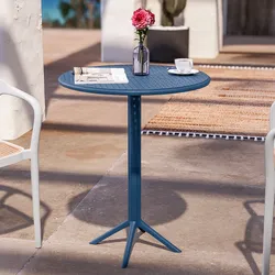 Tavolo da giardino rotondo 60 cm in polipropilene blu oceano - Sonny