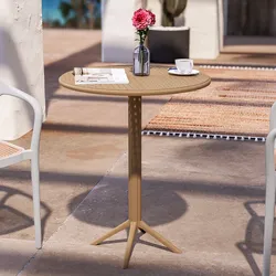 Tavolo da giardino rotondo 60 cm in polipropilene cappuccino - Sonny