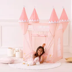 Tenda a castello per bambini 80h cm in tessuto rosa - Kids