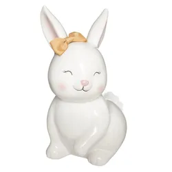 Salvadanaio per bambini 22h cm coniglio in ceramica bianco - Kids