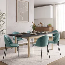 Tavolo allungabile 160-215x90 cm in legno rovere con top antracite - Salem