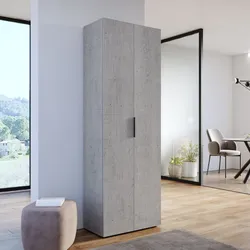 Armadio 68x200h cm grigio cemento con 2 ante - Delhi