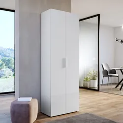 Armadio 68x200h cm bianco opaco con 2 ante bianco lucido - Delhi