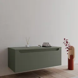 Cassettone sospeso 100 cm con top verde cemento - Sleek