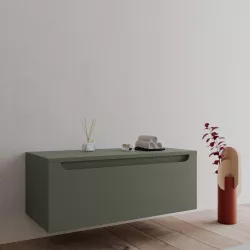 Cassettone sospeso 90 cm con top verde cemento - Sleek