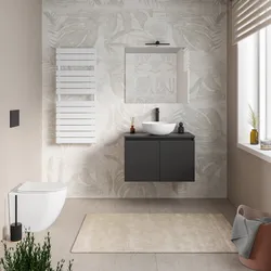Mobile bagno portalavabo sospeso con ante 80 cm antracite e specchio - Cuki
