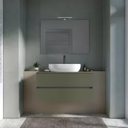 Mobile bagno portalavabo sospeso con cassetti 100 cm verde cemento con specchio - Cuki