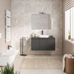 Mobile bagno portalavabo sospeso con ante 100 cm antracite con specchio - Cuki