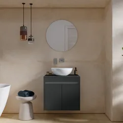 Mobile bagno portalavabo sospeso con ante 60 cm antracite opaco con specchio - Dedalo