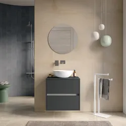 Mobile bagno portalavabo sospeso con cassetti 60 cm antracite opaco con specchio - Dedalo