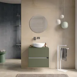 Mobile bagno portalavabo sospeso con cassetti 60 cm verde cemento con specchio - Dedalo
