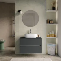 Mobile bagno portalavabo sospeso con cassetti 70 cm antracite opaco con specchio - Dedalo