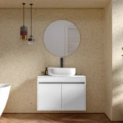 Mobile bagno portalavabo sospeso con ante 70 cm bianco opaco con specchio - Dedalo