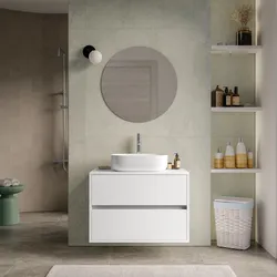 Mobile bagno portalavabo sospeso con cassetti 80 cm bianco opaco con specchio - Dedalo